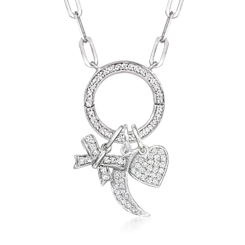 RS Pure by Ross-Simons Diamond Jewelry Set: Charm-Compatible Circle Necklace and 3 Charms in Sterling Silver