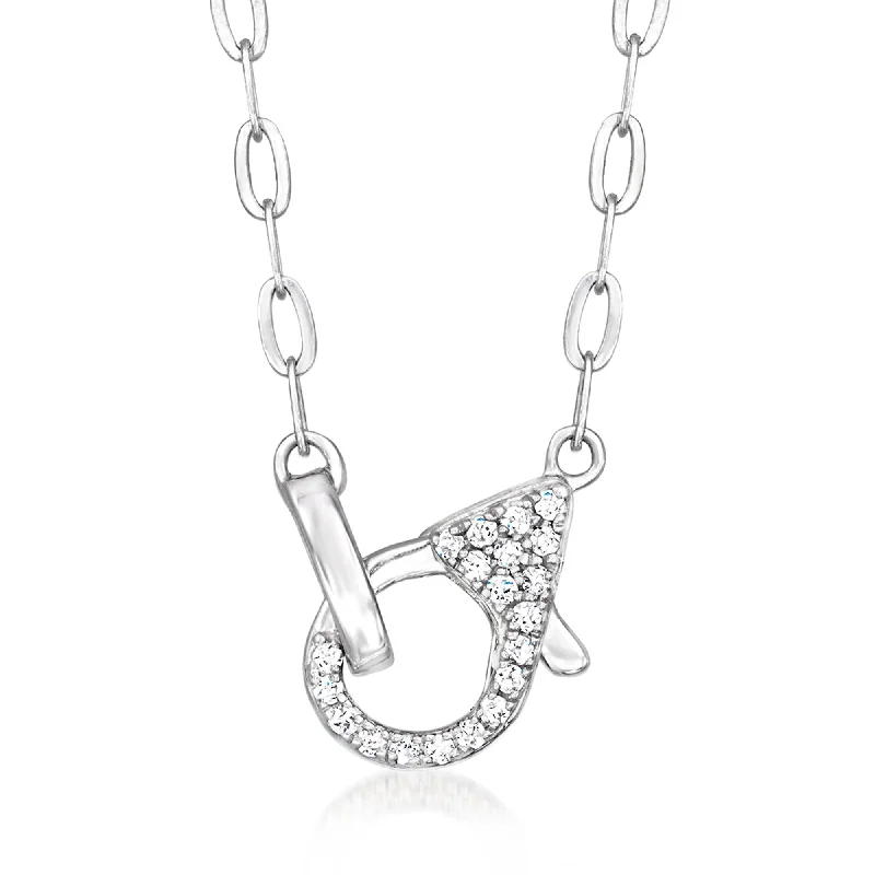 RS Pure by Ross-Simons Sterling Silver Paper Clip Link Necklace With Diamond Lobster Clasp