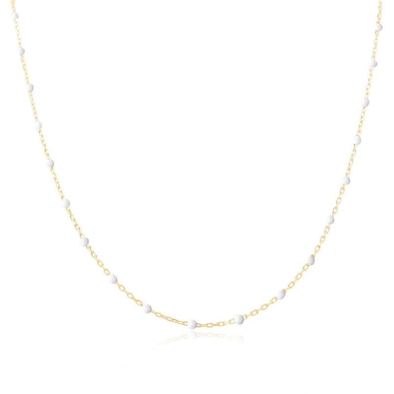 White Bead Chain Necklace 18 inches