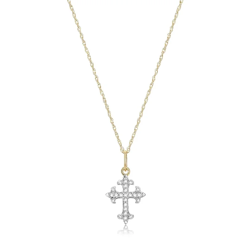 Women's Diamond Cross Necklace In Yellow Gold