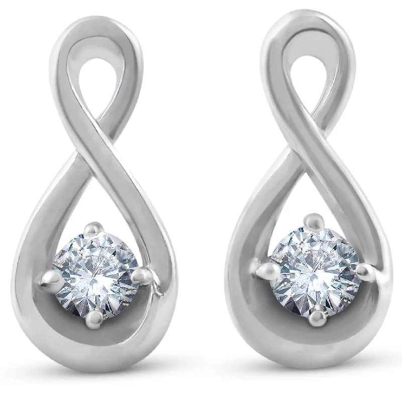 1 3/4ct Diamond Knot Studs Petite 14k White Gold