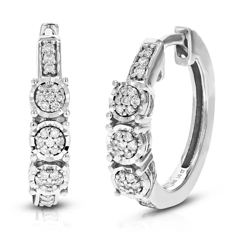 1/5 cttw Round Lab Grown Diamond hoop earrings .925 Sterling Silver Prong Set