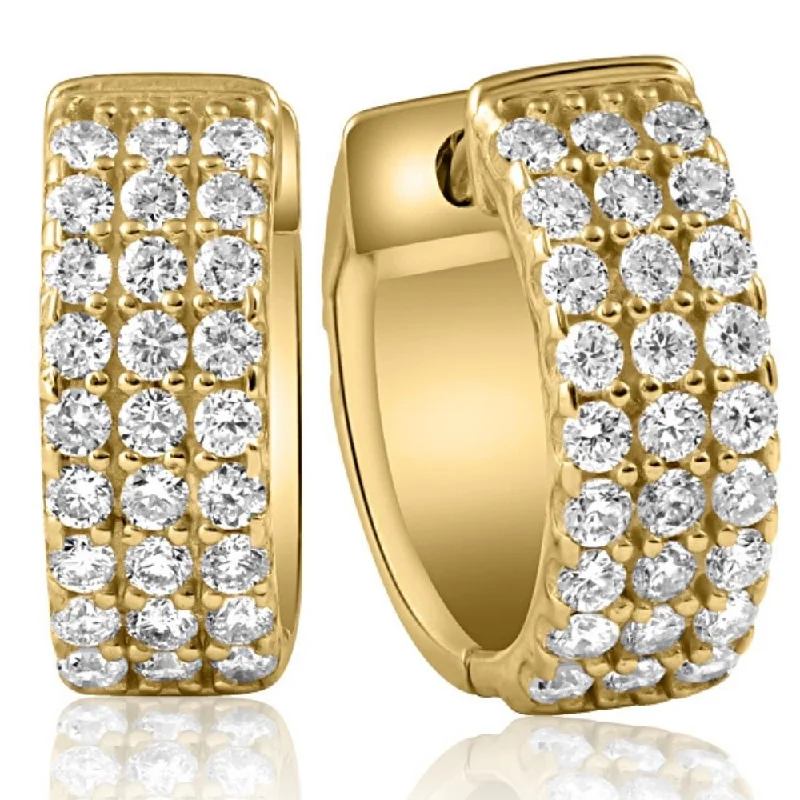 1 Ct Diamond Lab Grown Hoops Women's Earrings 10k Yellow Gold