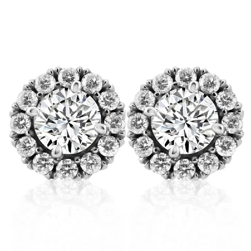 2 1/2 Ct Moissanite & Diamond Studs 14k White Gold Womens Earrings