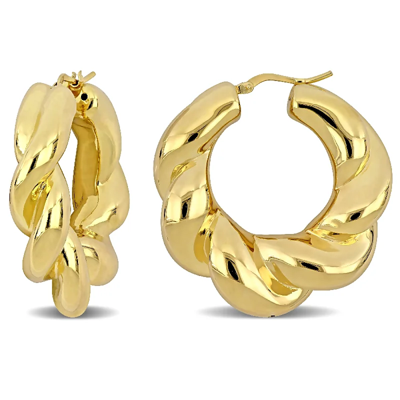 39 MM Hoop Earrings in Yellow Plated Sterling Silver