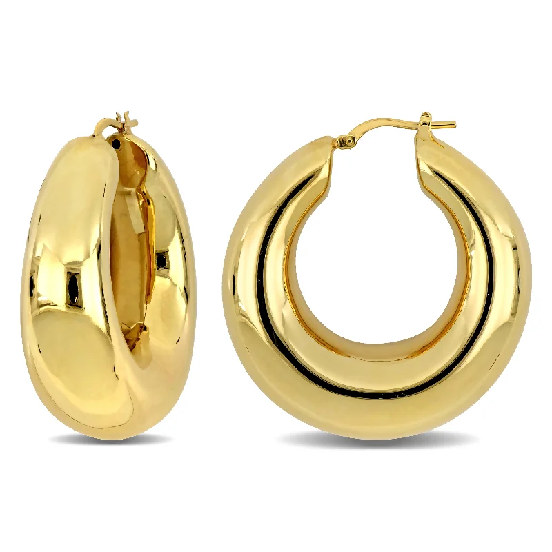 40 MM Polished Hoop Earrings in Yellow Plated Sterling Silver