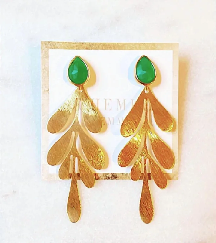 Jade Vine Earrings In Green/gold