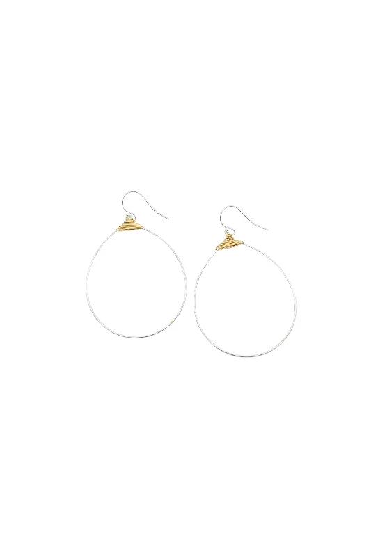 Large Featherweight Demi Fine Hoop Earring in Silver with Gold Wrap