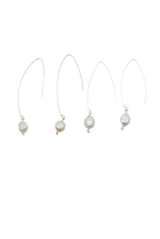 Long Drop Pearl Earrings