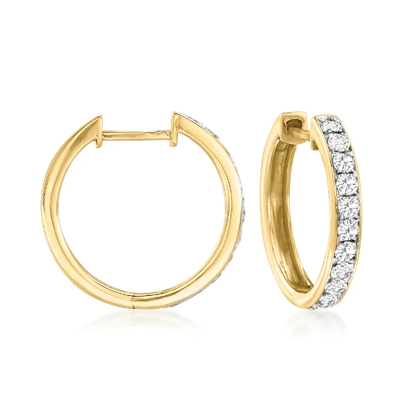 Ross-Simons Diamond Huggie Hoop Earrings in 14kt White Gold