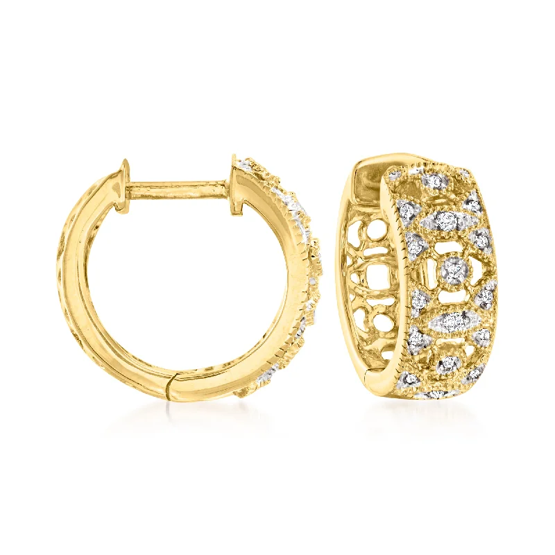 Ross-Simons Diamond Hoop Earrings in 18kt Gold Over Sterling