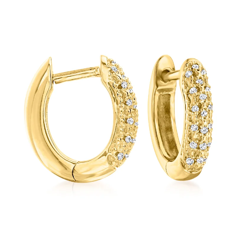 Ross-Simons Diamond Huggie Hoop Earrings in 18kt Gold Over Sterling