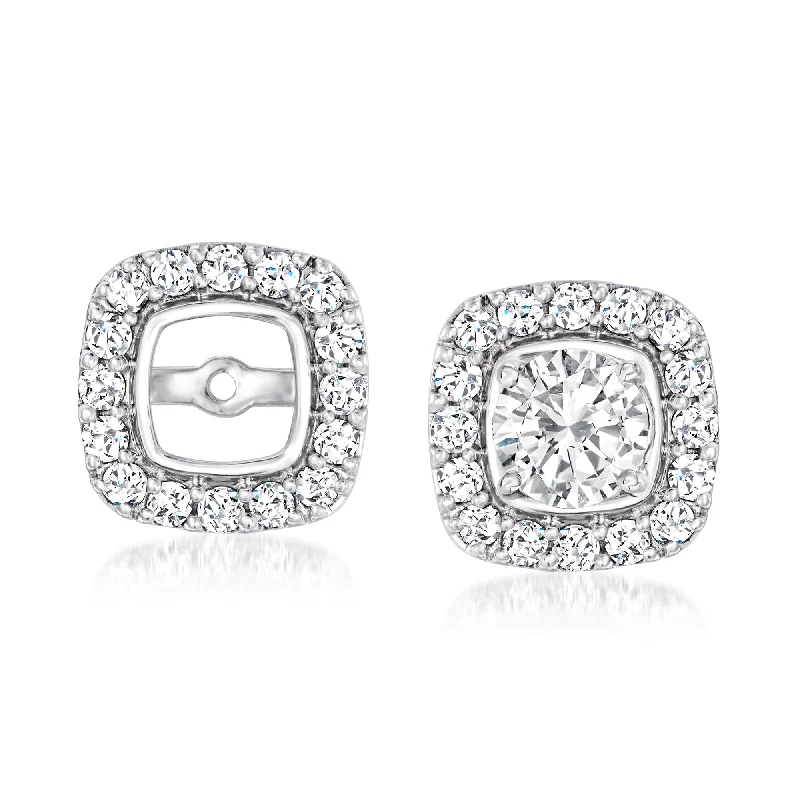 Ross-Simons Diamond Square Earring Jackets in 14kt White Gold