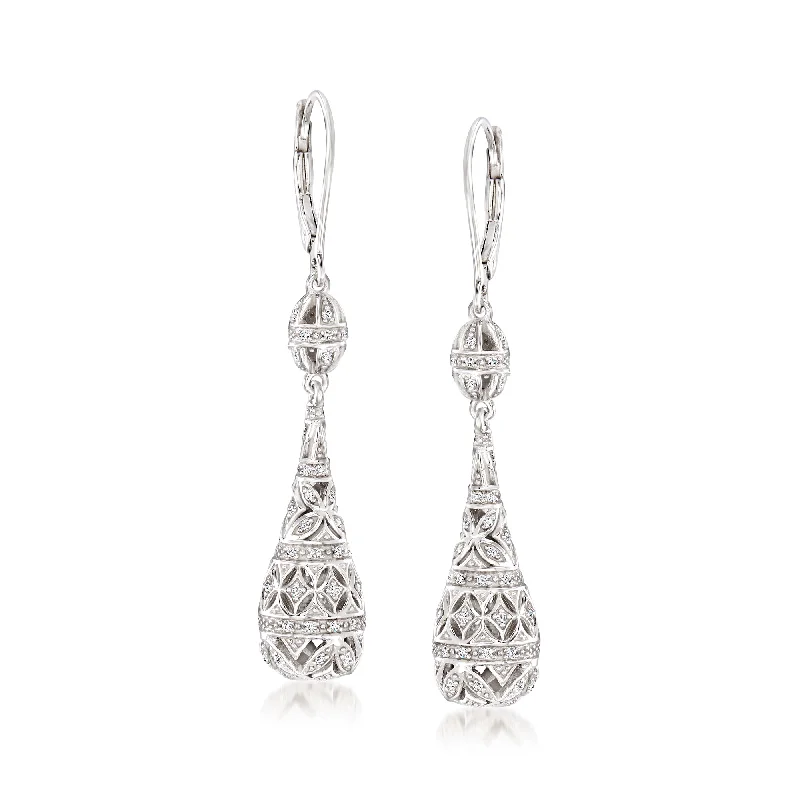 Ross-Simons Diamond Teardrop Earrings in Sterling Silver