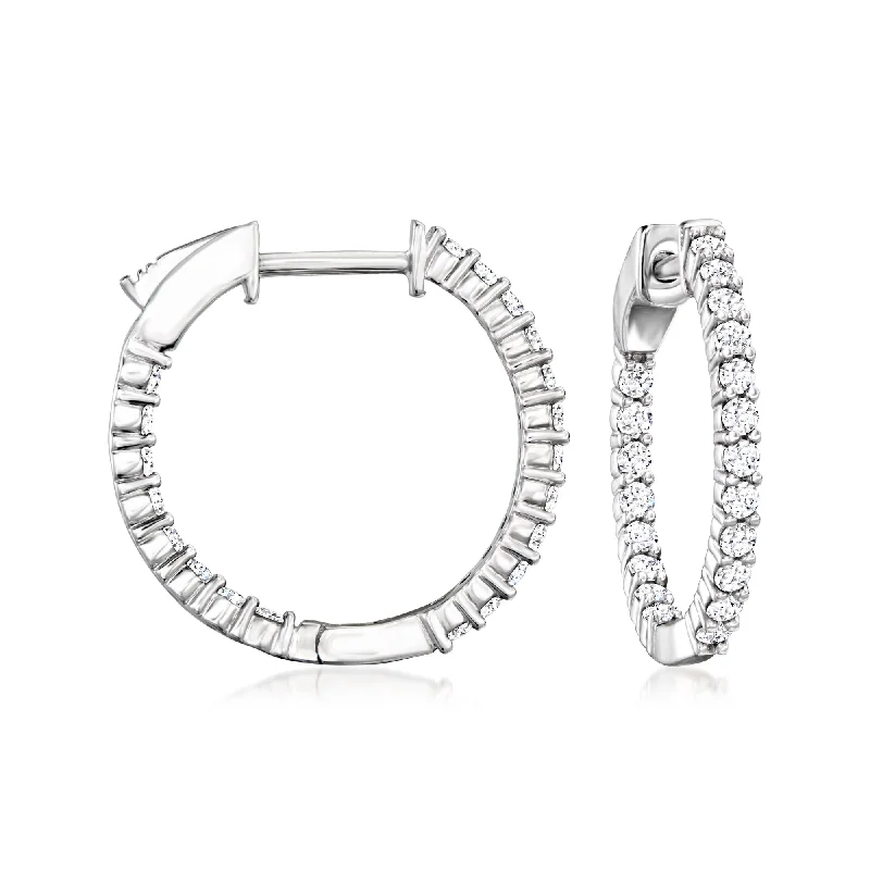 Ross-Simons Lab-Grown Diamond Inside-Outside Hoop Earrings in Sterling Silver