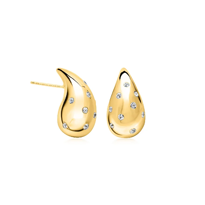 Ross-Simons White Topaz Teardrop Earrings in 18kt Gold Over Sterling