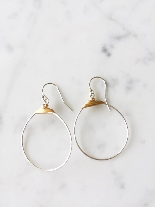 Small Featherweight Hoop Demi Fine Earring in Silver with Gold Wrap