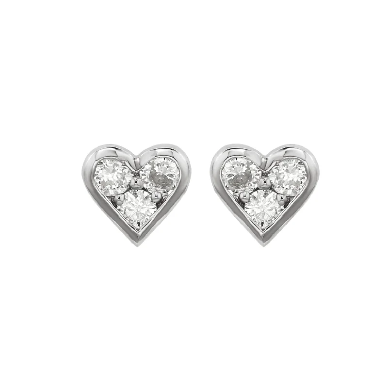 Suzy Levian White 14K White Gold 3/10 Diamond Heart Earrings