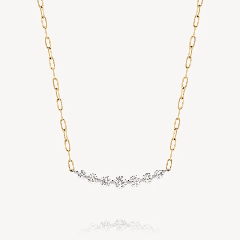 Paper Clip Floating Diamond Necklace - 10k