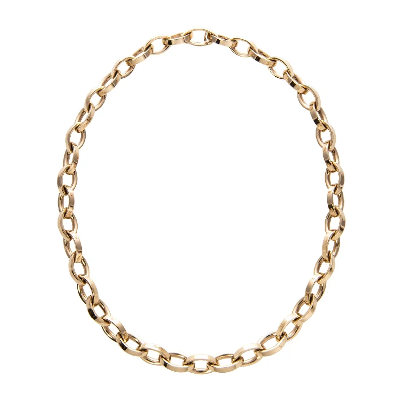 14K Yellow Gold Italian Marquise Link Necklace