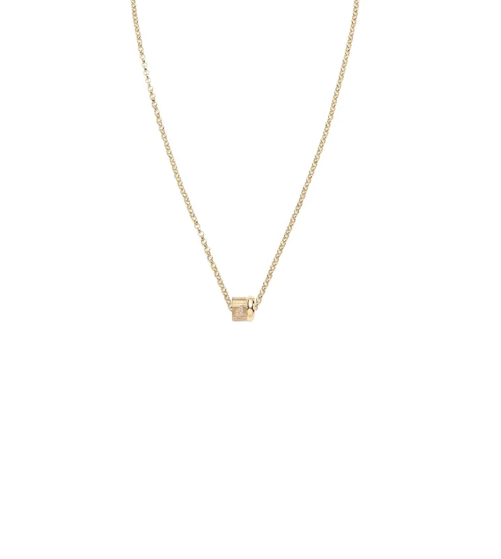 Pave Diamond Initial & Chubby Gold : Heart Beat Fine Belcher Chain Necklace