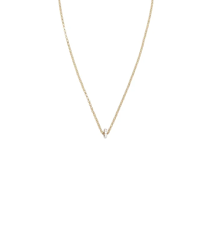 Pave Diamond Edge : Heart Beat Fine Belcher Chain Necklace