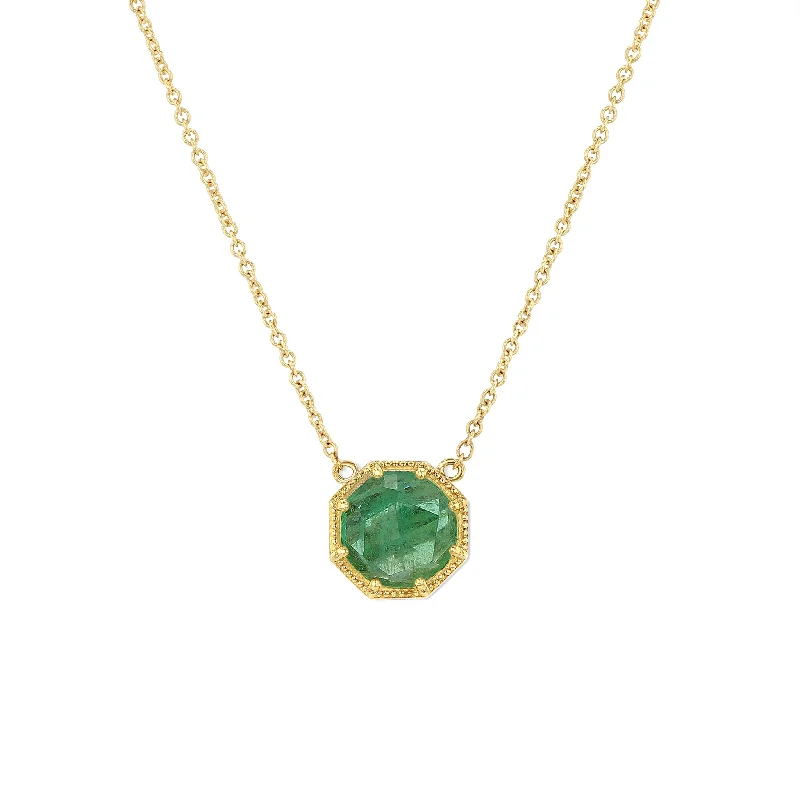 Maman Crown Bezel Emerald Necklace