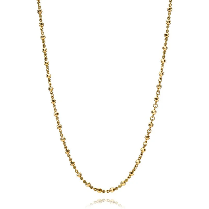 Single Stone 18K Yellow Gold Mini Rosary Chain Necklace