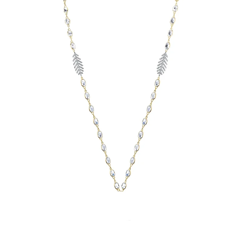 White Topaz and Diamond Feather Chain