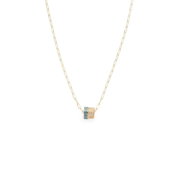 Reverie & Pave Diamond Initial : Heart Beat Super Fine Clip Chain Necklace