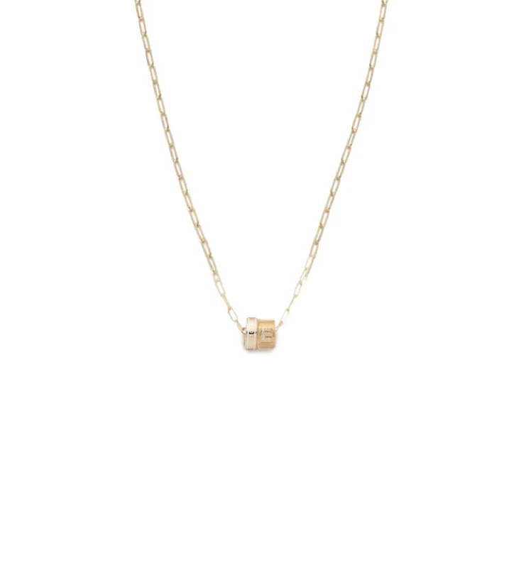 Wholeness & Pave Diamond Initial : Heart Beat Super Fine Clip Chain Necklace