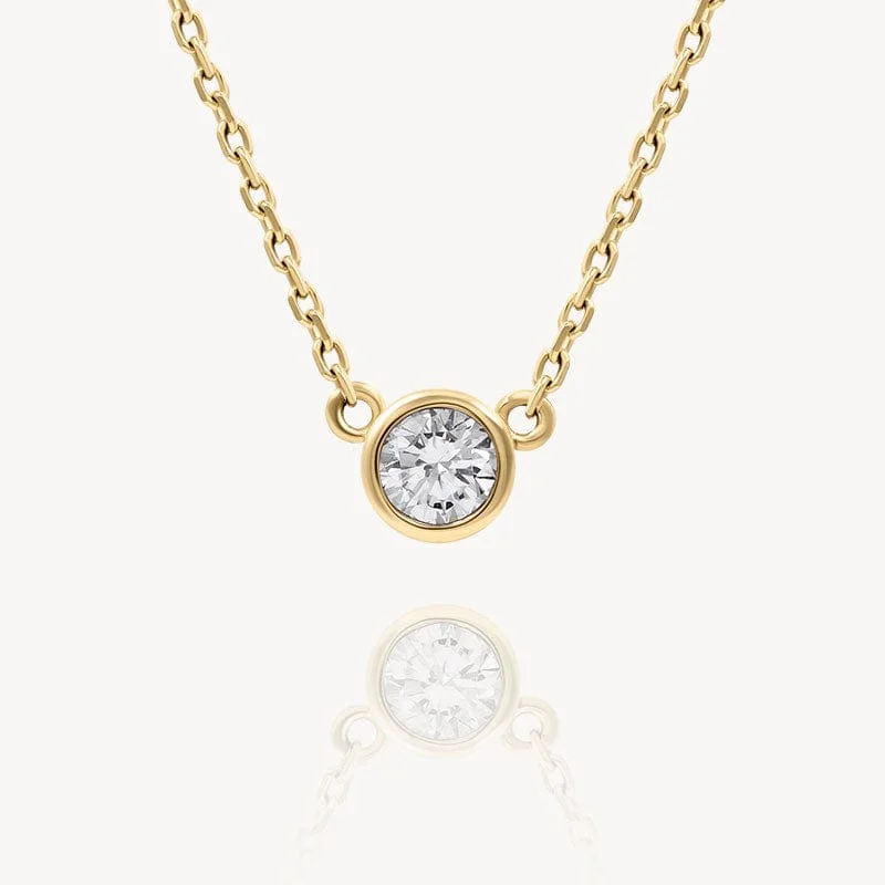 White Diamond Bezel Necklace