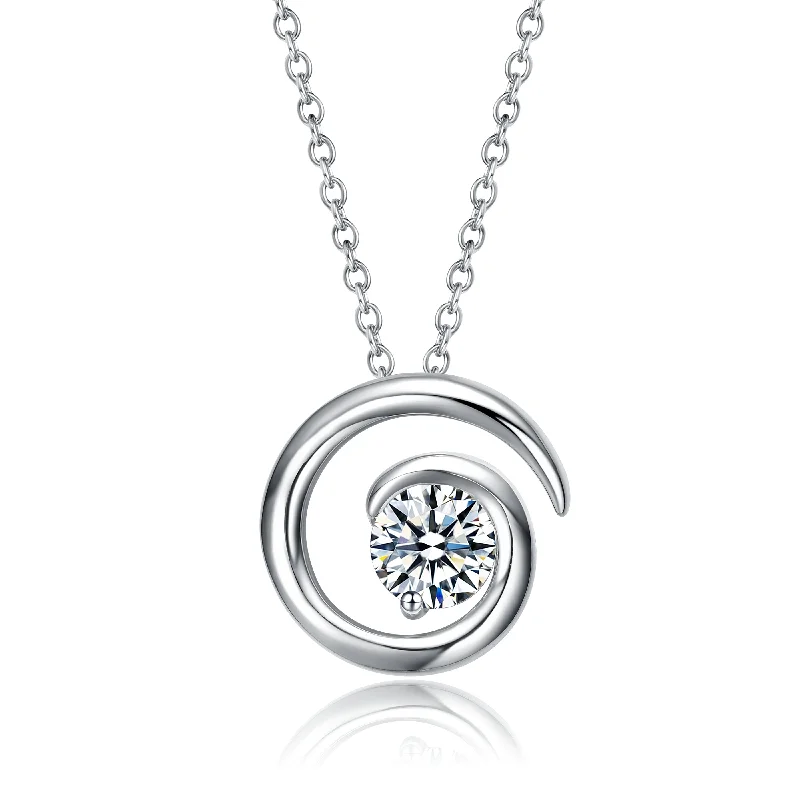 Limited-Stock Jewelry Sale – Once It's Gone, It's Gone Sterling Silver with 1ct Lab Created Moissanite Open Eternity Circle Swirl Pendant Necklace