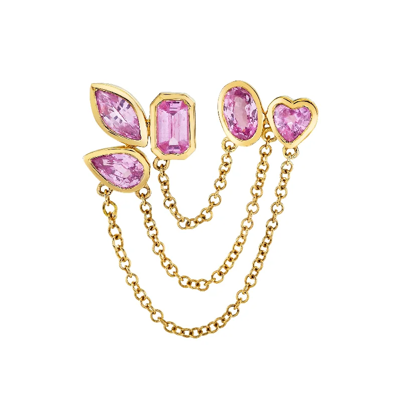 Limited-Time Jewelry Sale – Elegant Styles At Less PINK SAPPHIRE MIXED DUO CHAIN LINK STUD