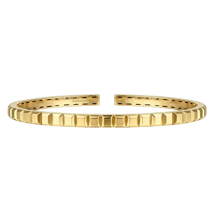 14K Yellow Plain Gold Split Bangle Bracelet