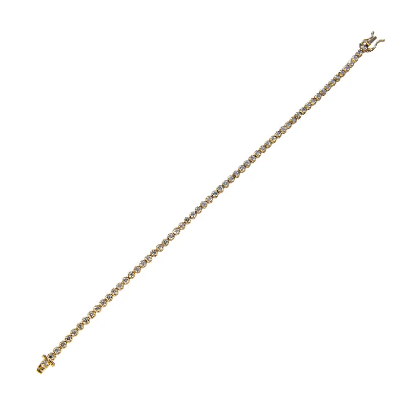 2ctw Diamond Round Basket 14K Yellow Gold Tennis Bracelet