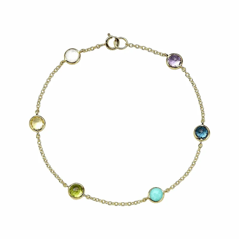 6-Stone Station Bracelet in Rainbow