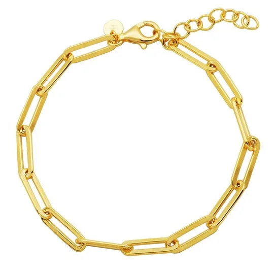 Gold Plated Silver Paperclip Chain Bracelet