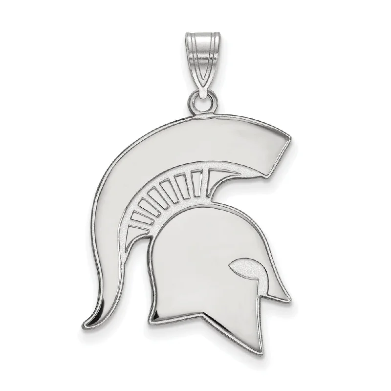 10k White Gold Michigan State XL Logo Pendant