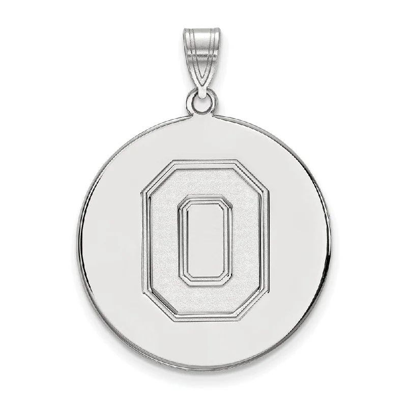 10k White Gold Ohio State XL Disc Pendant