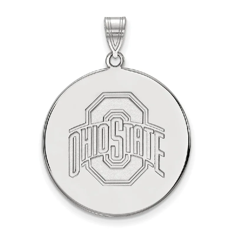 10k White Gold Ohio State XL Logo Disc Pendant