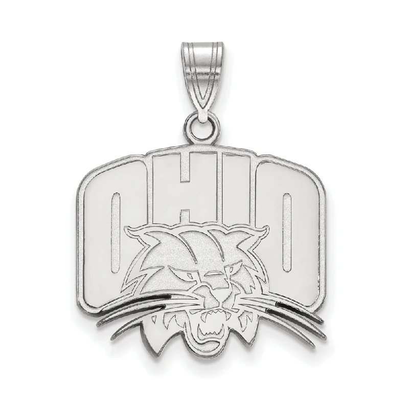 10k White Gold Ohio U. Large Logo Pendant