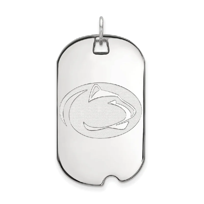 10k White Gold Penn State Large Dog Tag Pendant