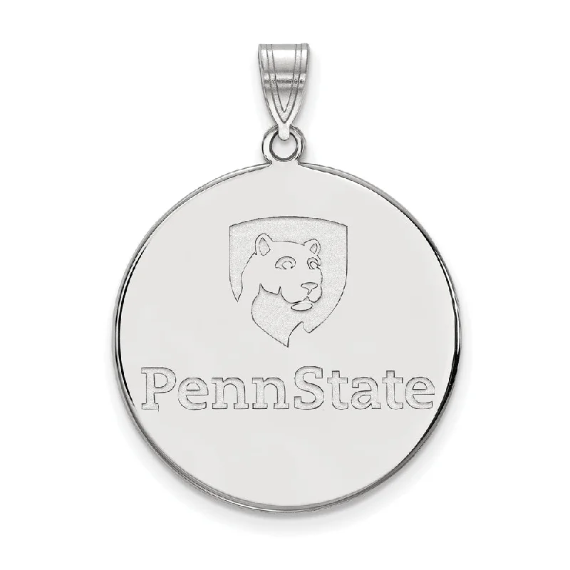 10k White Gold Penn State XL Disc Pendant