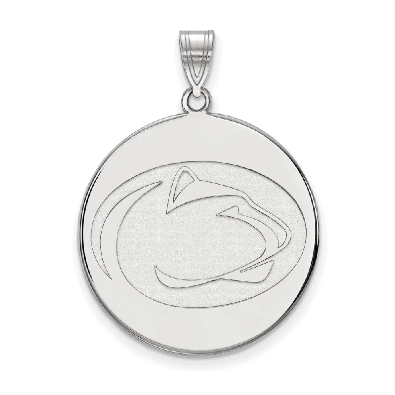 10k White Gold Penn State XL Logo Disc Pendant