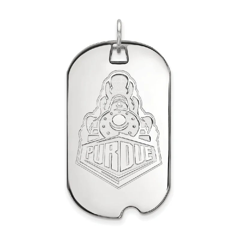 10k White Gold Purdue Large Logo Dog Tag Pendant