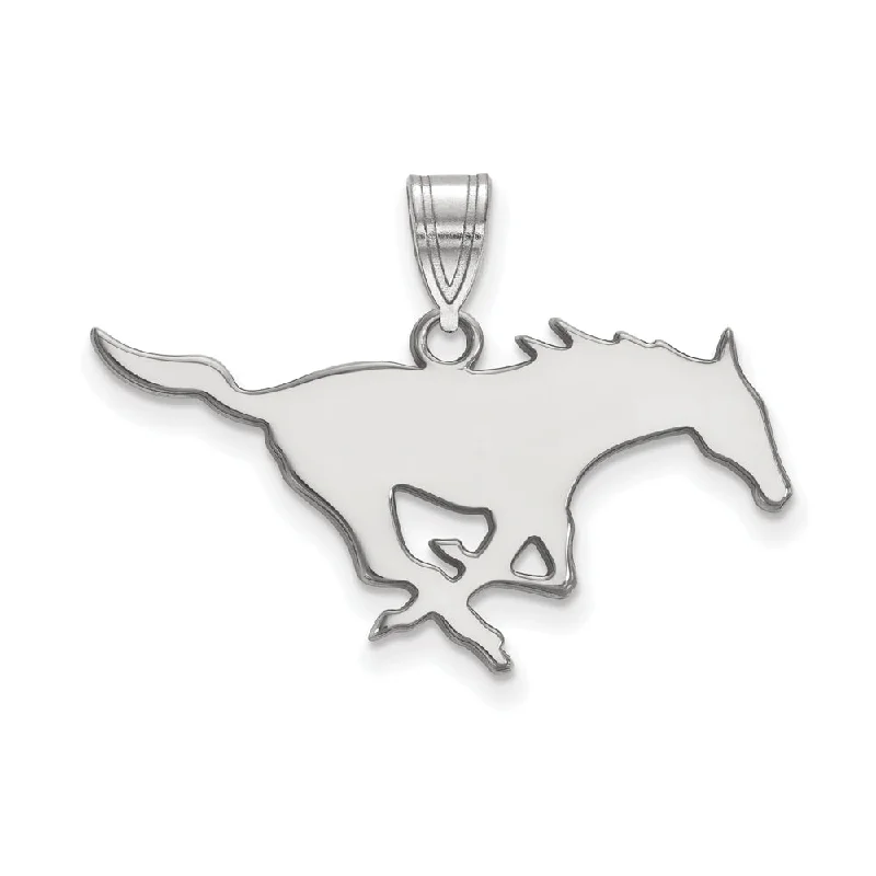 10k White Gold Southern Methodist U. Large Pendant