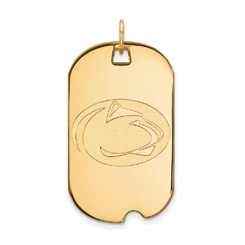 10k Yellow Gold Penn State Large Dog Tag Pendant