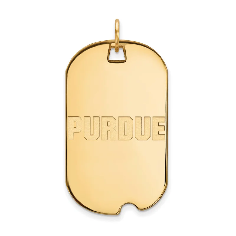 10k Yellow Gold Purdue Large Script Dog Tag Pendant