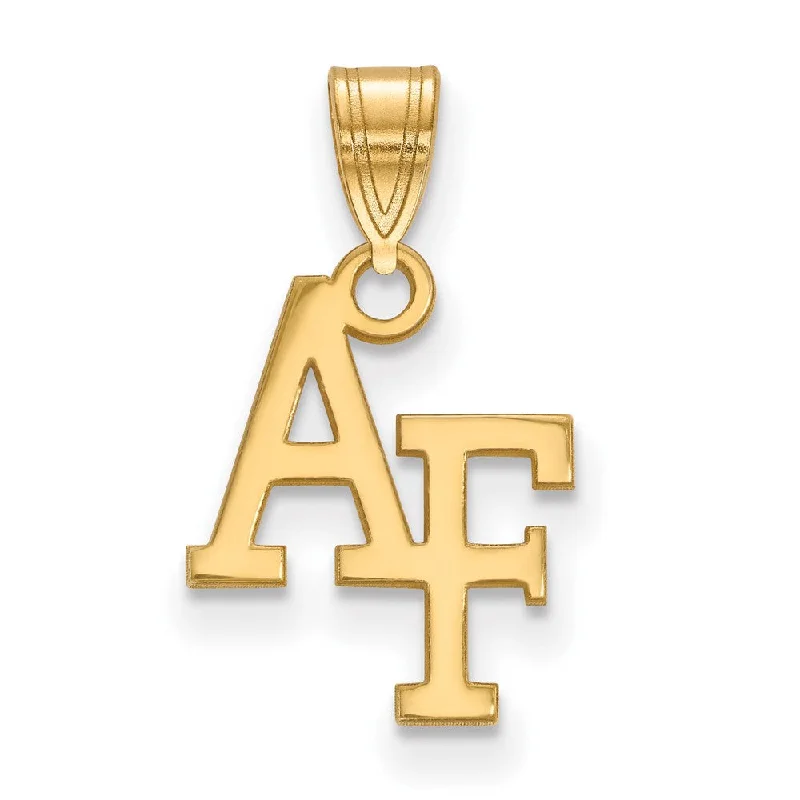 14k Gold Plated Silver Air force Academy Small 'AF' Pendant